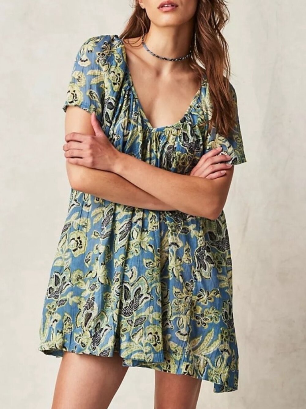 Free People Kauai Getaway Printed Tunic Dress Oversized
